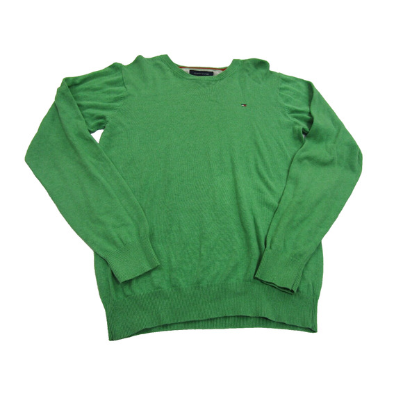 Tommy Hilfiger Green Crew Knit Pullover Sweater Women's Large Coastal Streetwear - Picture 1 of 6